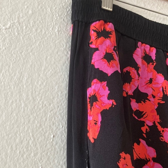 Floral Black and Pink Women's Pants - Picture 2 of 4